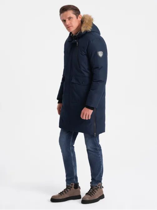 Zimná originálna tmavomodrá prešívaná parka V1 JALJ-0148