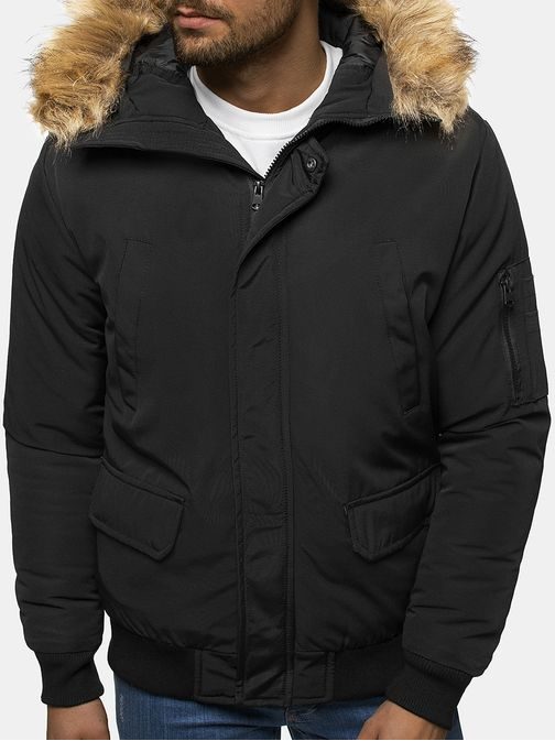 Čierna zimná bunda s kapucňou JS/M2019/392
