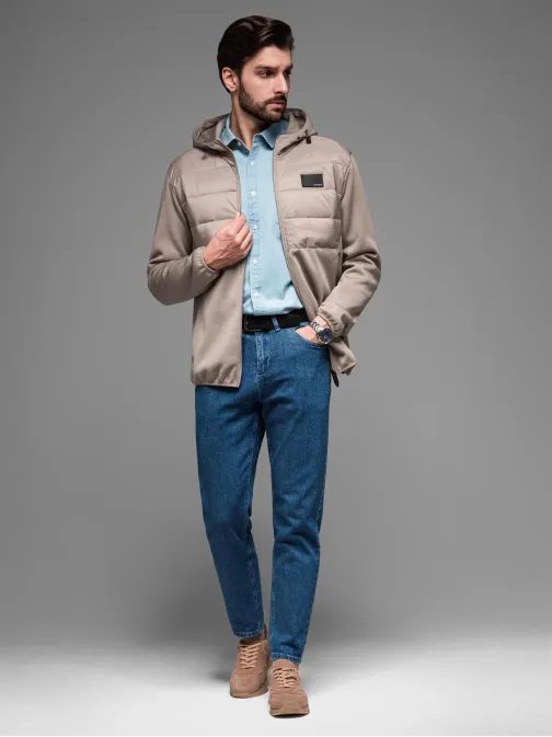 Moderná popolavá pánska prechodná bunda V3 JANP-160