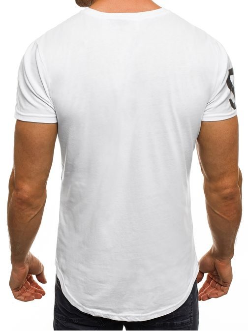 Kombinované biele tričko pre pánov J.STYLE SS155