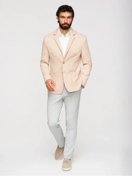 Béžové športové slim fit sako V5 M165