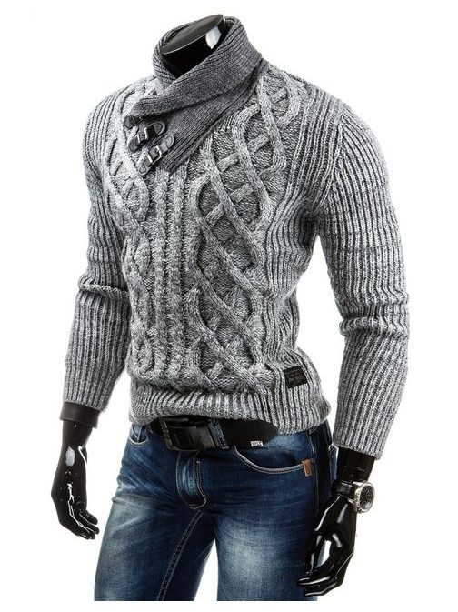 Pohodlný šedý sveter pre pánov