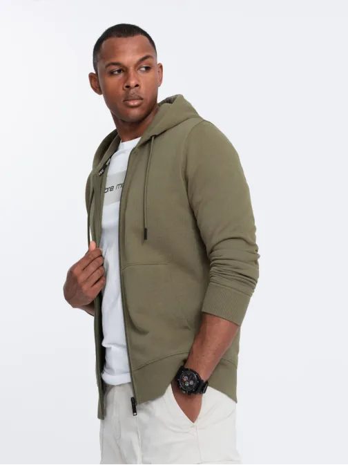 Bavlnená mikina pre mužov olivová v2 om-ssbz-0160