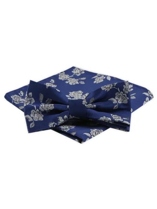 Modrý pánsky motýlik s kvetinovým vzorom