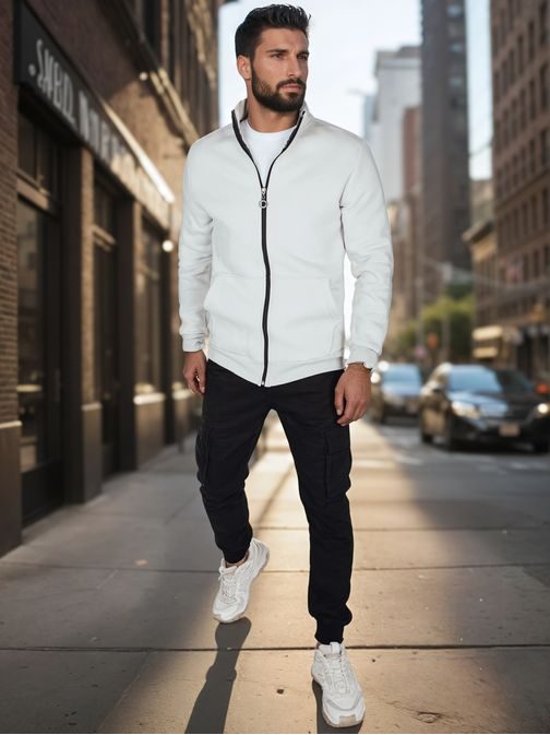 Trendy mikina bez kapucne pre mužov sivá