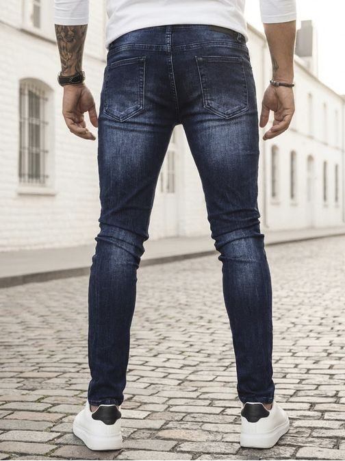 Módne modré pánske rifle v trendy prevedení