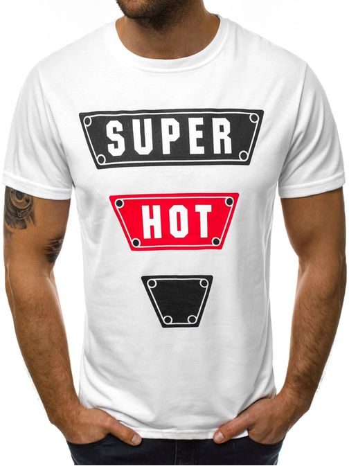 Pánske biele tričko "SUPER HOT" JS/10857