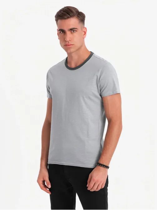 Trendy šedé tričko bez potlače V1 TSCT-22SS-004