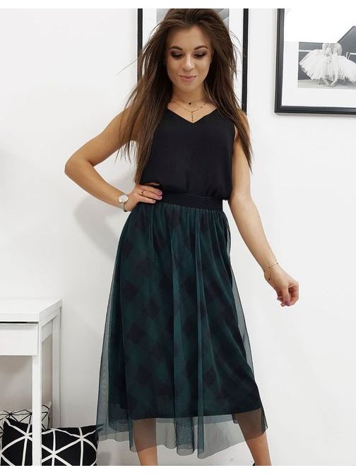 Zaujímavá tylová sukňa Felia s károvaným vzorom