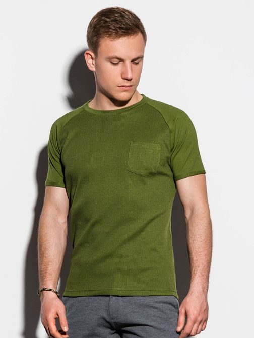Jednoduché tričko v olivovej farbe S1182