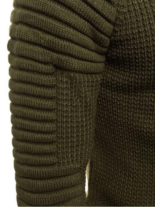 Módny khaki pánsky sveter MADMEXT 2028