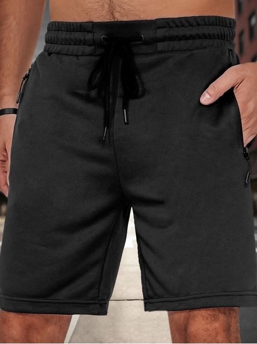 Pánske čierne kraťasy s vreckami na zips