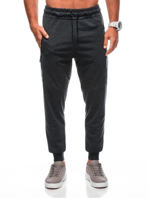 Grafitové športové tepláky s trendy nápisom P1498