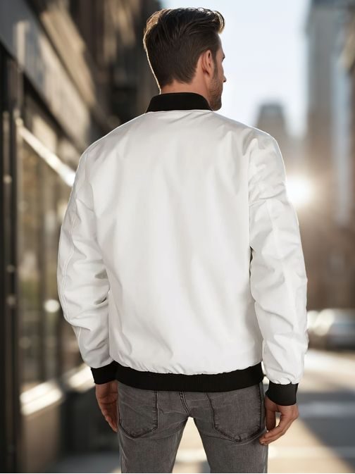 Moderná biela bomber bunda
