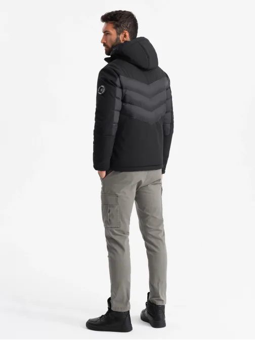 Nadčasová prešívaná čierna pánska bunda V1 JALP-0172