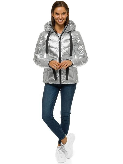 Štýlová strieborná dámska zimná bunda JS/M23066/3