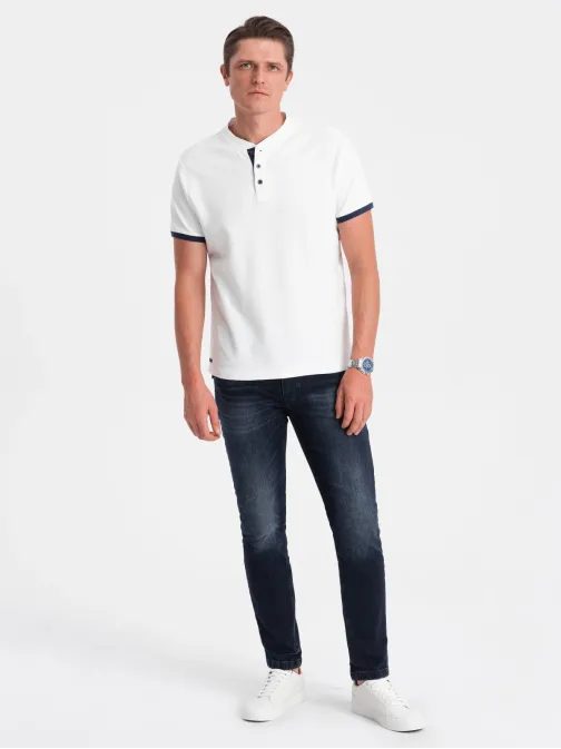 Pohodlná trendy biela polokošeľa V1 TSCT-0156