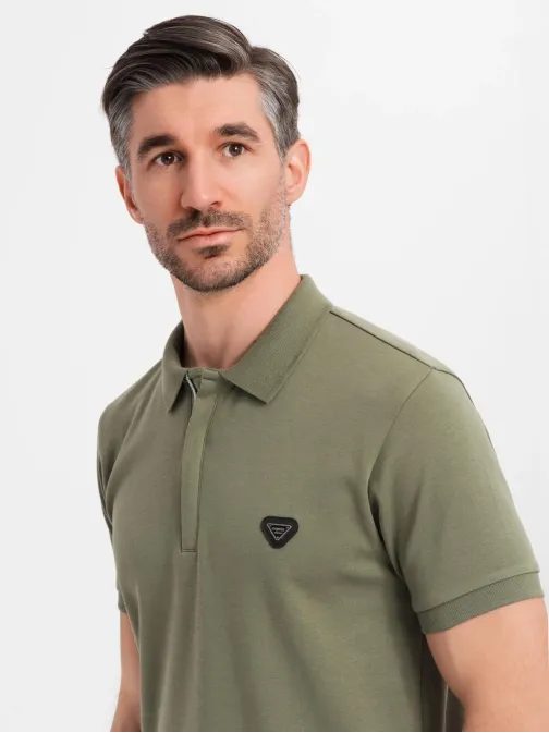 Pánska olivová polokošeľa na zips V5 POSS-0148
