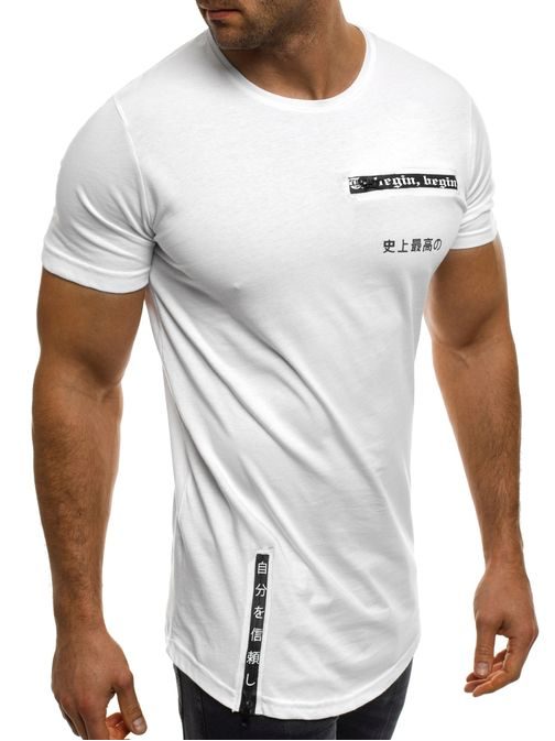 Štýlové predĺžené tričko so zipsami biele BREEZY 293