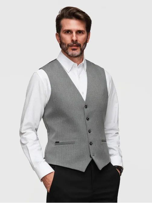 Klasická šedá elegantná vesta V1 V65