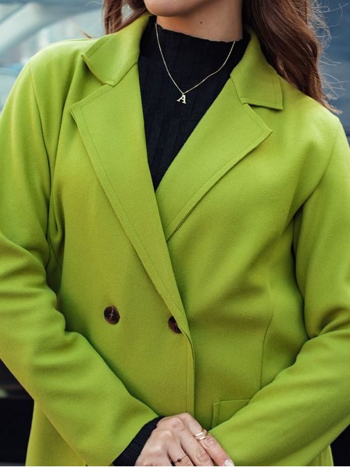 Dlhý dámsky limetkový oversize kabát Linnore