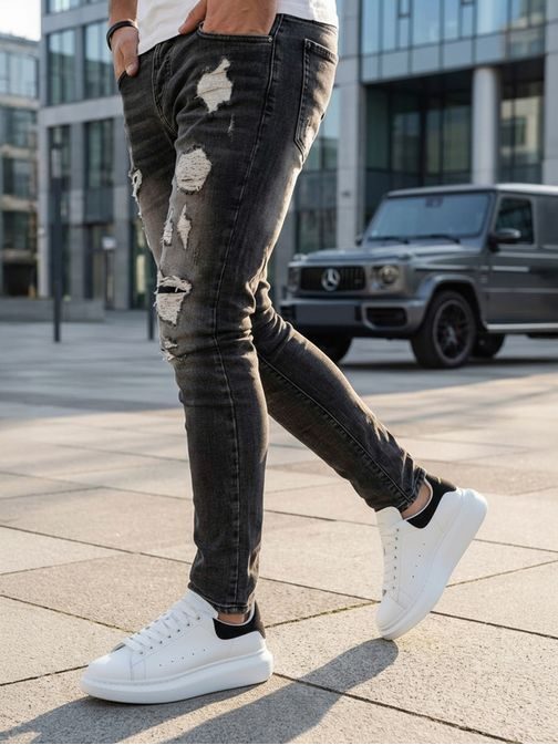 Trendy grafitové pánske rifle v jedinečnom prevedení