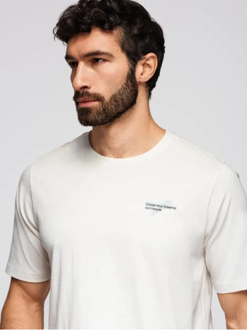 Biele pánske tričko s trendy nápisom V3 TSPT-0258