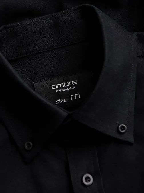 Elegantná čierna košeľa oxford V3 OM0114