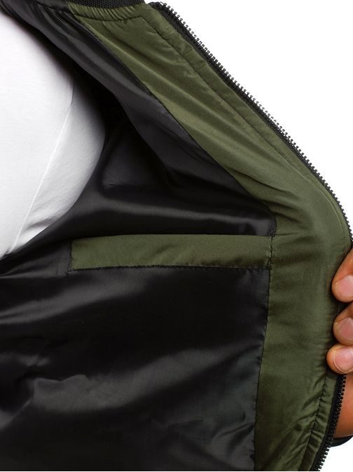 Pánska khaki prešívaná bomber bunda OZONEE JS/AK111