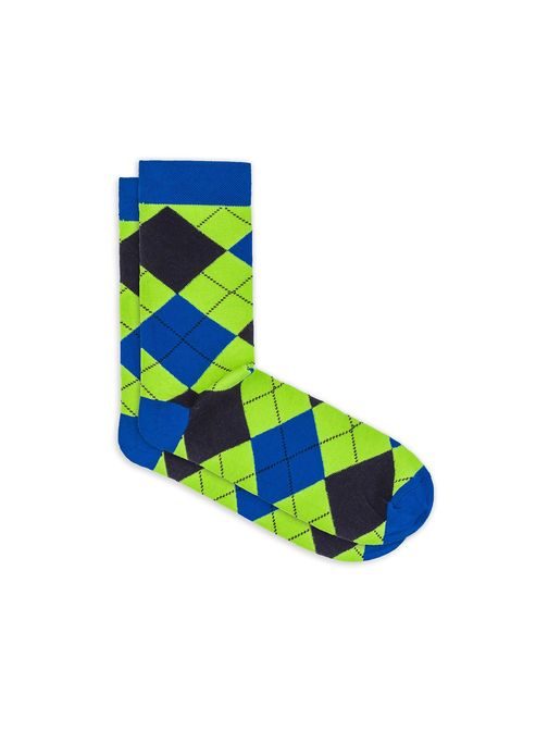 Zelené kárované pánske ponožky U18