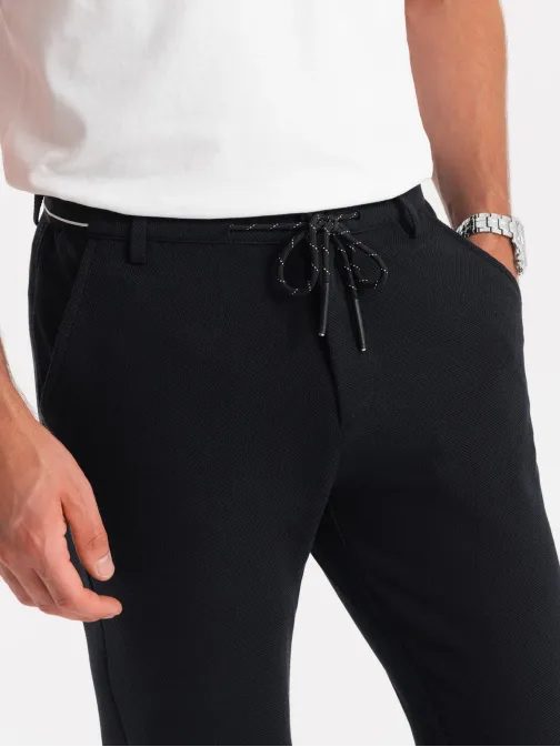 Trendy čierne nohavice s pružným pásom V4 PACP-0116
