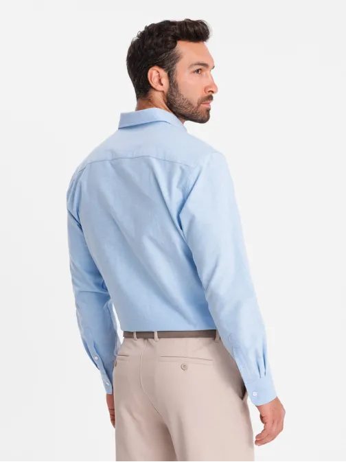 Elegantná svetlo modrá košeľa oxford V2 OM0114