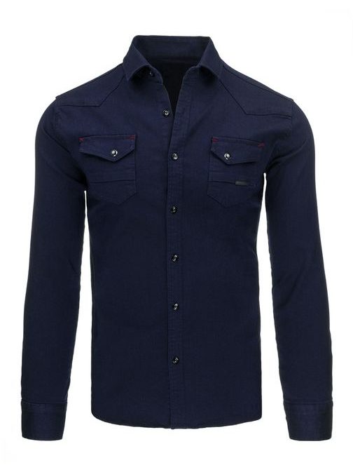 Trendy granátová džínsová košeľa pre pánov