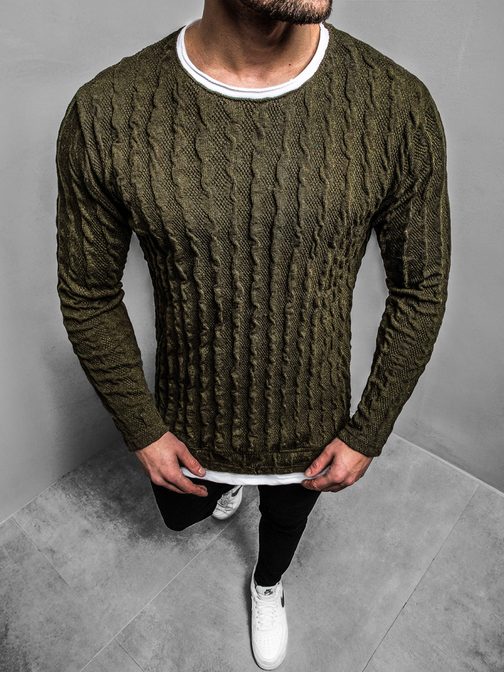 Trendy khaki pánsky sveter MACH/2137