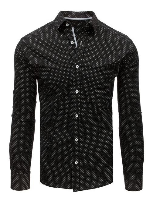 Vzorovaná čierna pánska košeľa