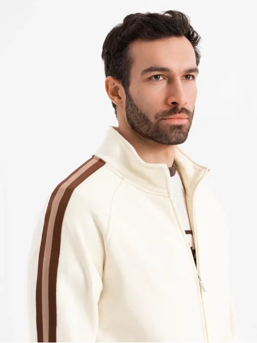 Zaujímavá krémová bomber mikina V3 SSZP-0219