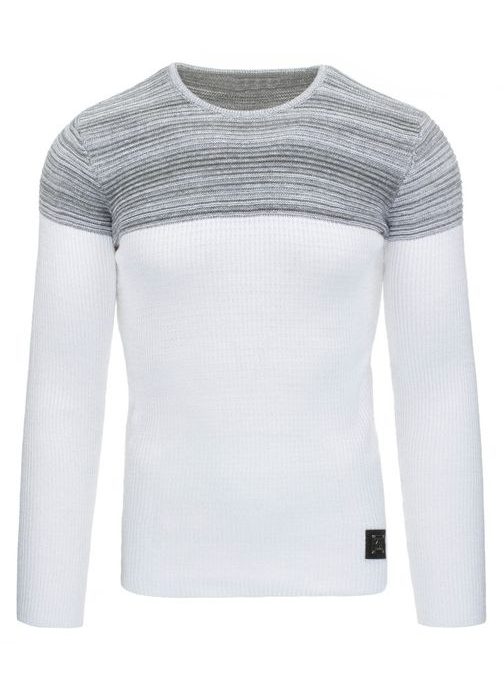 Atraktívny bielo - šedý sveter pre pánov - Budchlap.sk