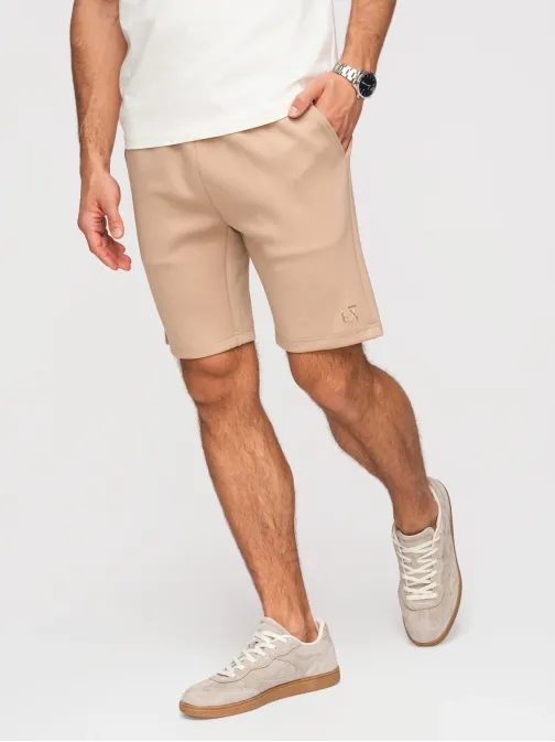 Trendy béžové pánske kraťasy s logom V3 SRBC-0153