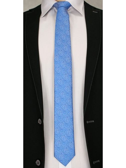 Zaujímavá fŕkaná modrá pánska kravata