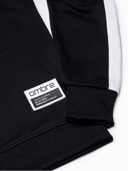 Nádherná čierna mikina bez kapucne B1081