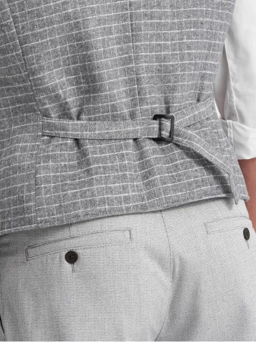 Jedinečná šedá károvaná vesta V2 BLZV-0110