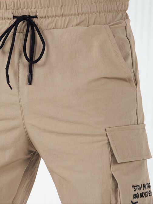 Originálne béžové pánske kapsáčové joggery