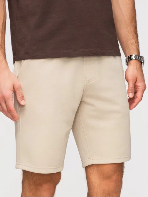 Úpletové béžové pánske kraťasy V1 SRSK-0124