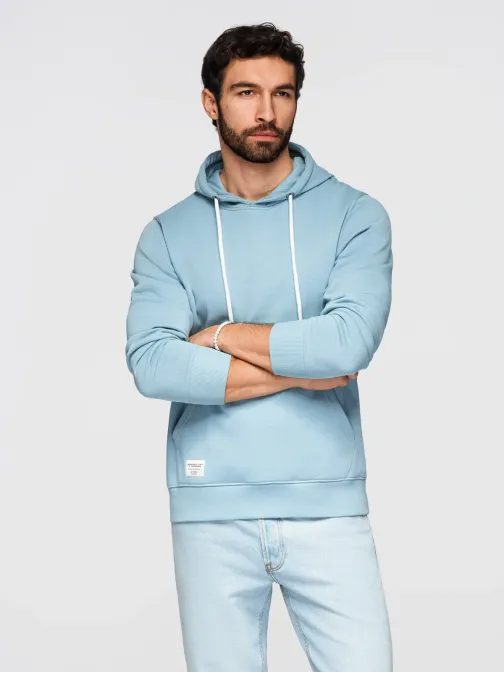 Módna svetlomodrá mikina s kapucňou SSBN-0270