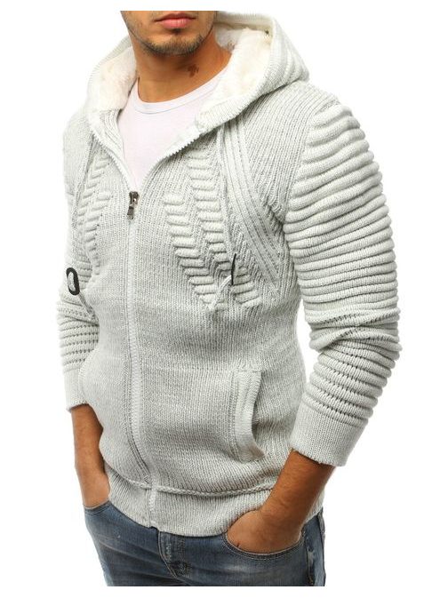 Hrejivý ecru sveter s kapucňou