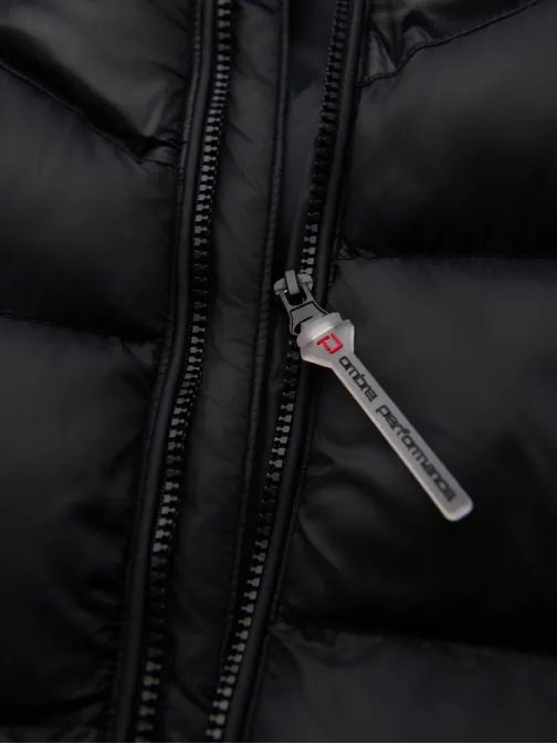 Lesklá čierna prešívaná bunda V1 JAHP-0303