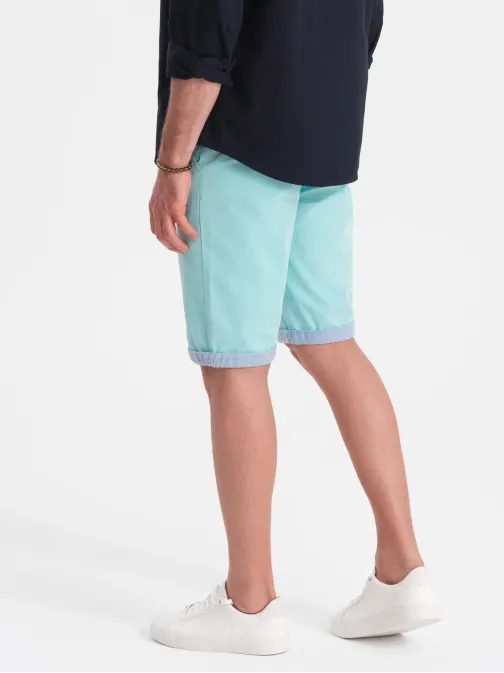 Tyrkysové chinos kraťasy s lemom V4 W421