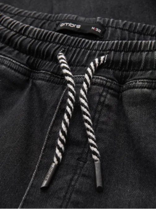 Pánske čierne rifľové joggery V4 PADJ-0242