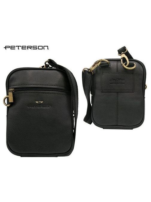 Čierna kožená taška cez plece Peterson
