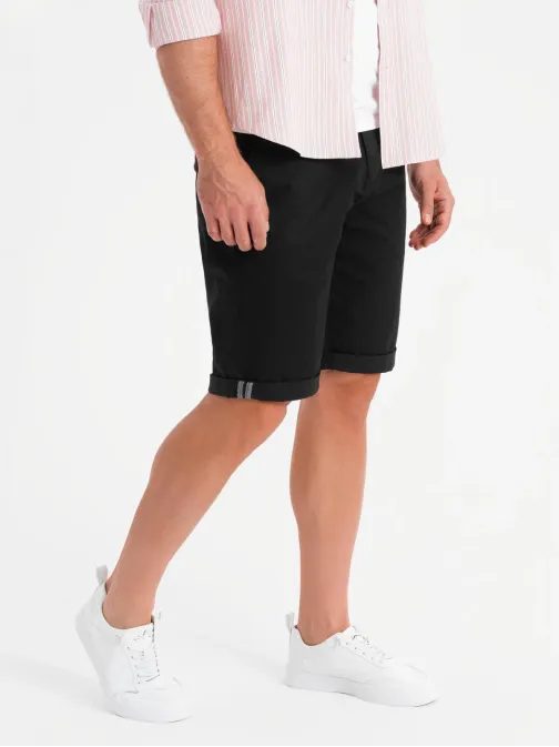 Pánske čierne chinos šortky s lemom V9 SRCS-0197